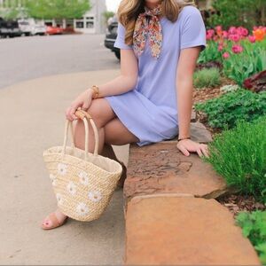 Lauren James Light Blue Mini V-neck Dress size L